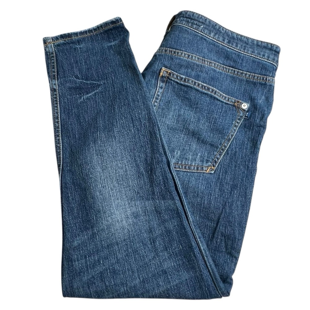 Pilcro Womens 27 Heritage Boyfriend Dark Wash‎ Distressed Mid Rise Jeans Relaxed
